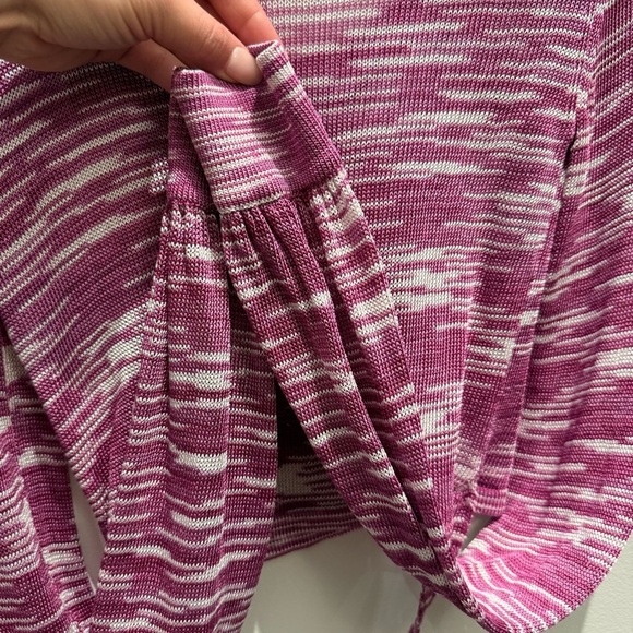 Alexis Loli Purple & White Long Sleeve Crop Wrap Top Size XS - Picture 8 of 9